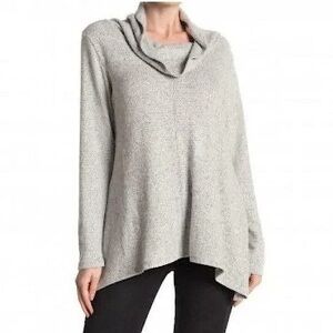 Forgotten Grace Cozy Knit Turtleneck Sweater In Grey with Black Specks Size XL